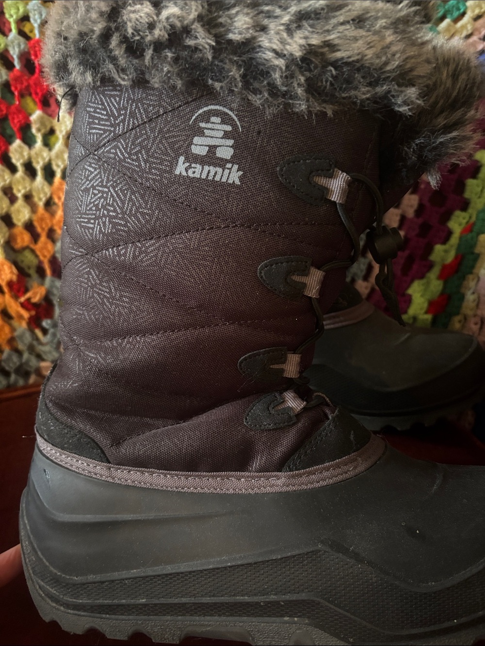 Kamik Women's Dark Brown Faux-Fur Trim Winter Boots